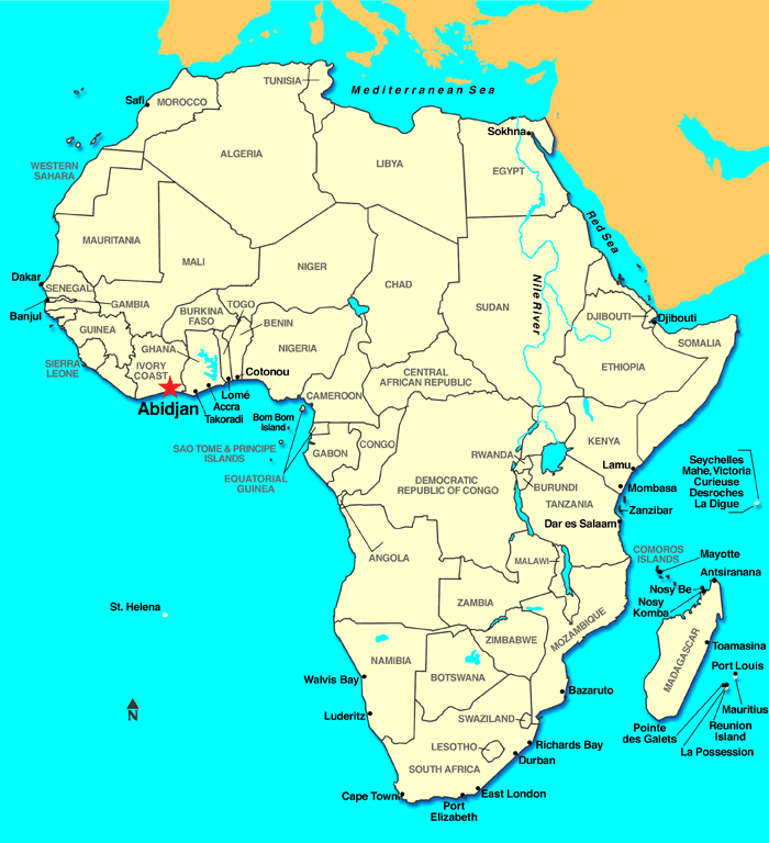 abidjan cote d'ivoire africa map